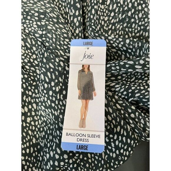 Joie Limited Edition Green Arctic Animal Spot Balloon Sleeve Dress LARGE NEW - Picture 7 of 11